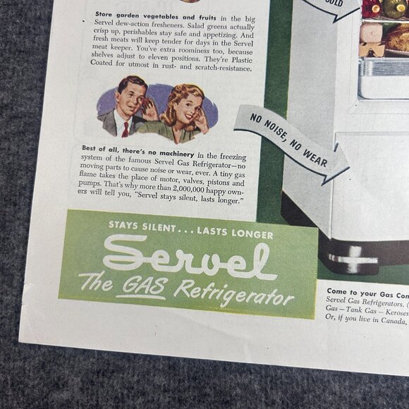 1947 Servel Gas Refrigerators "Stays Silent. Lasts Longer." Vintage Print‎ Ad - Picture 9 of 16